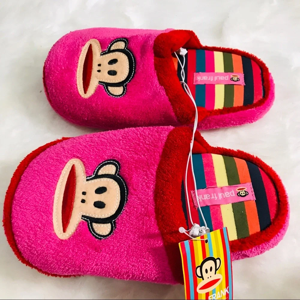 NWT Paul Frank Hot Pink Julius House Slippers Girls Size Large 2/3
